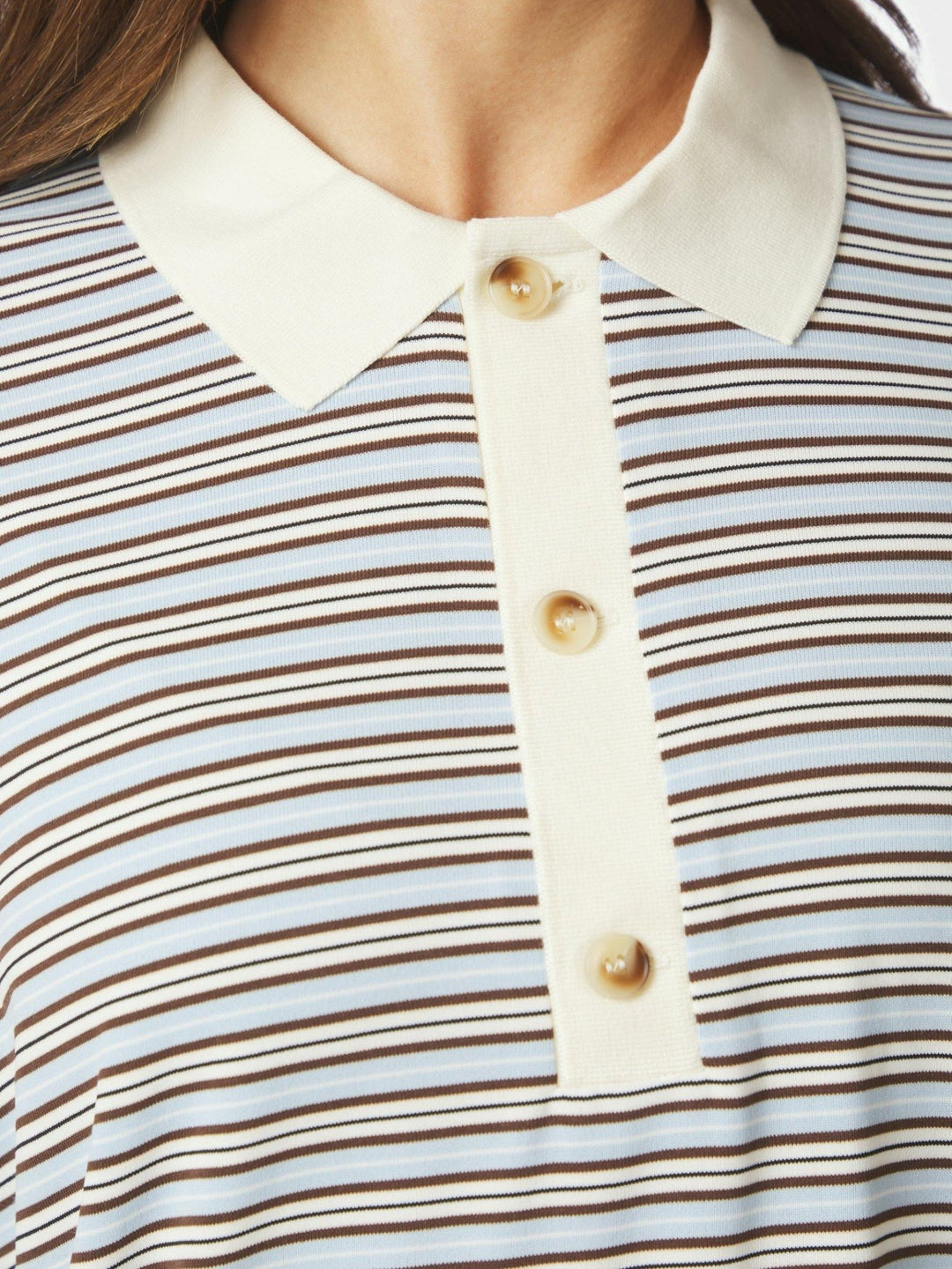 Lirenne Striped Polo Blouse Light Blue | Genser | Smuk
