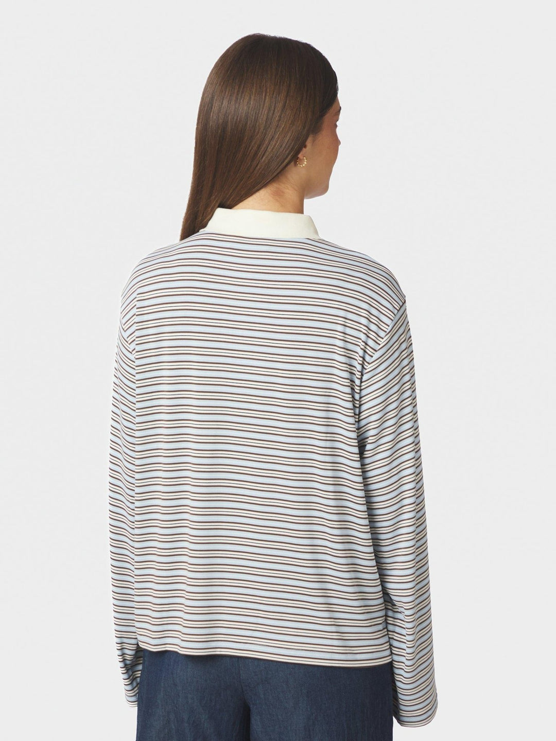 Lirenne Striped Polo Blouse Light Blue | Genser | Smuk