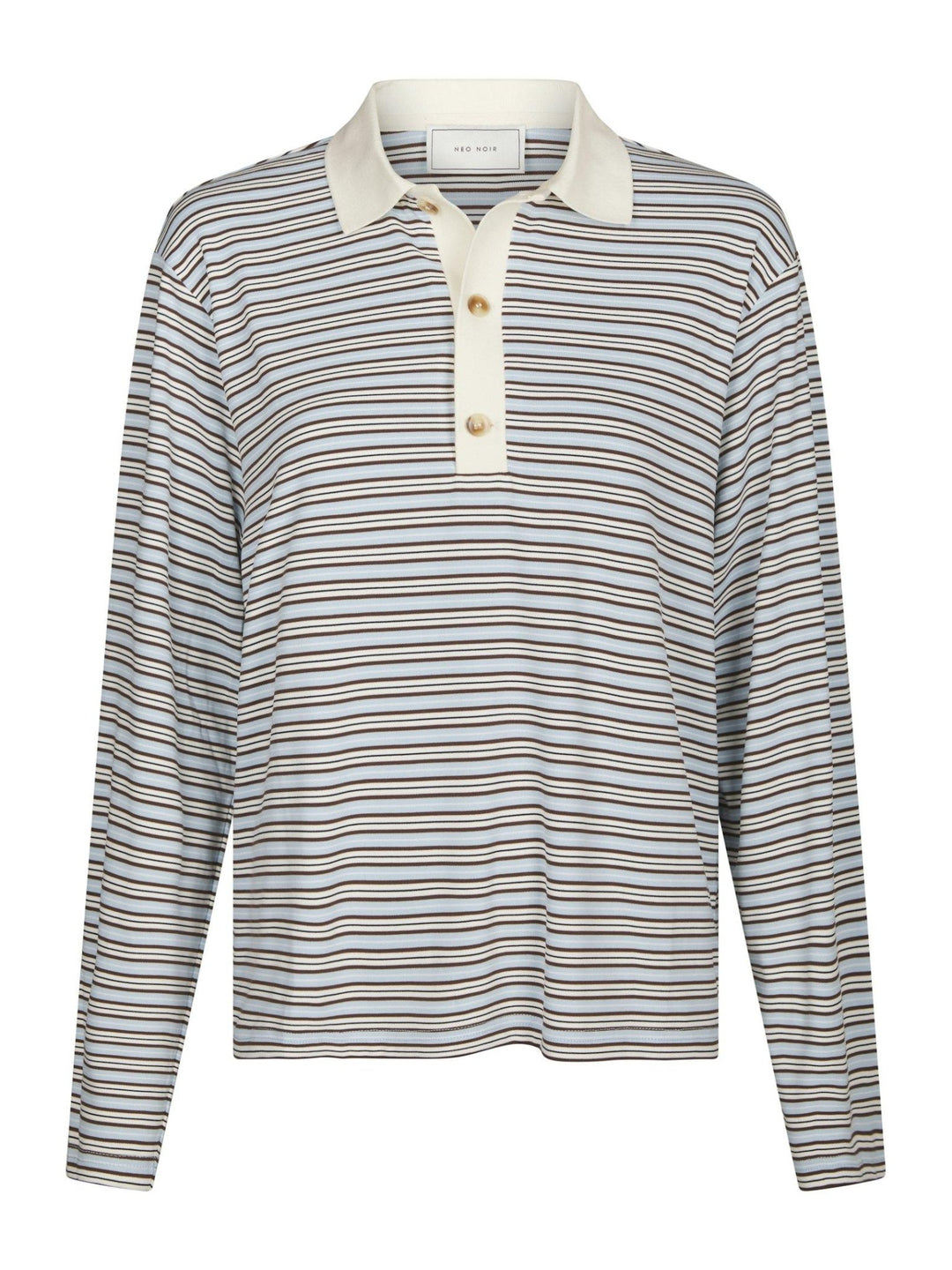 Lirenne Striped Polo Blouse Light Blue | Genser | Smuk