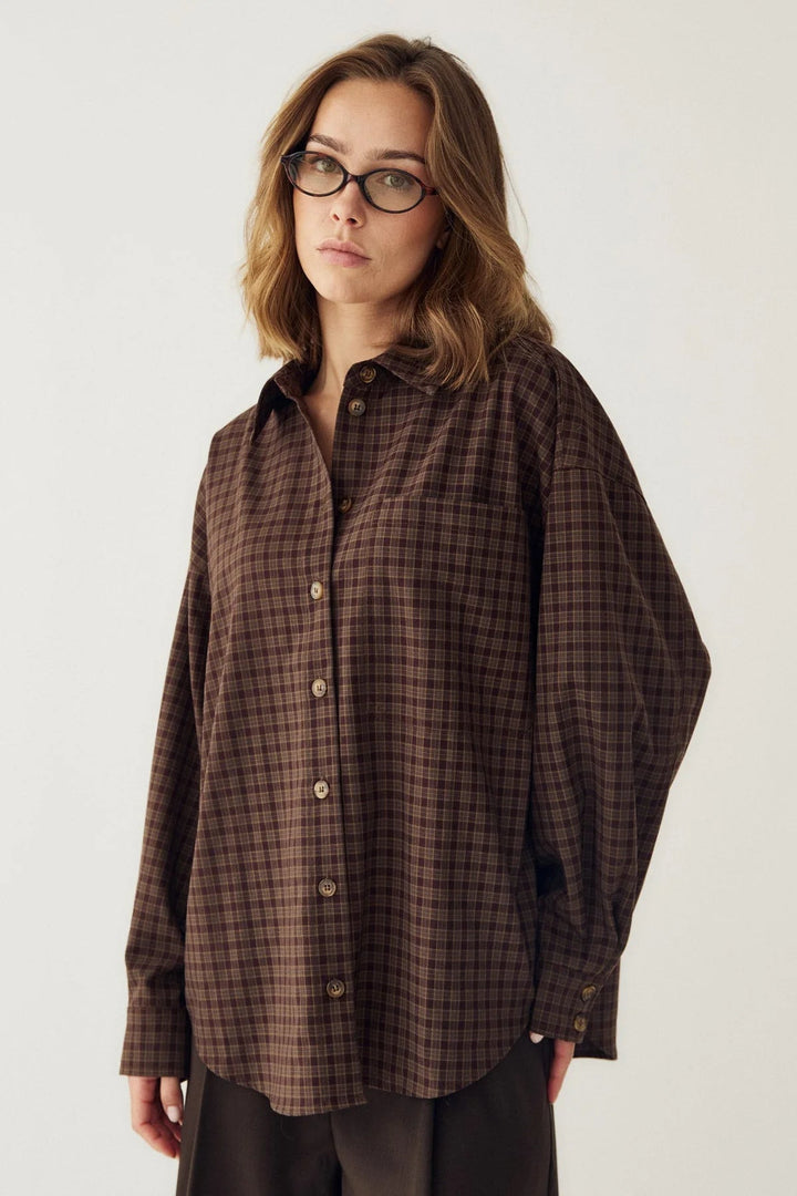 Lisa Shirt Devana Brown Check | Skjorter og bluser | Smuk