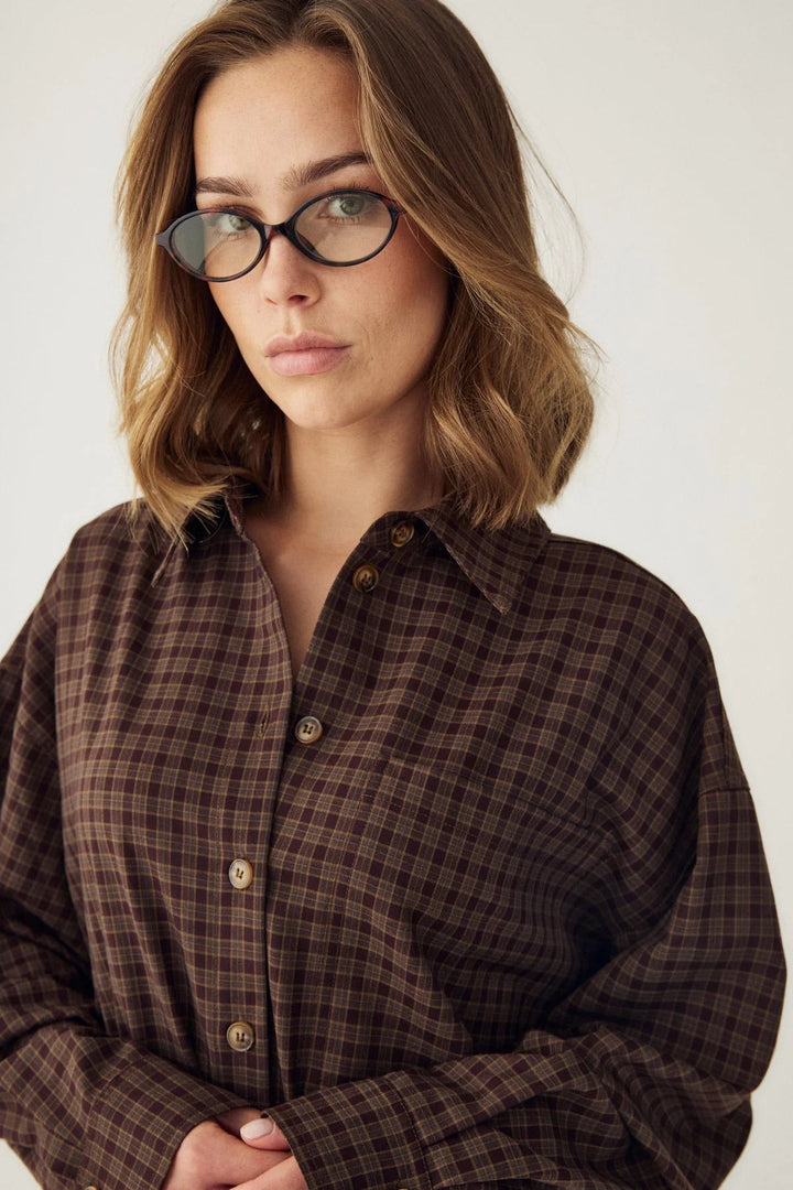 Lisa Shirt Devana Brown Check | Skjorter og bluser | Smuk