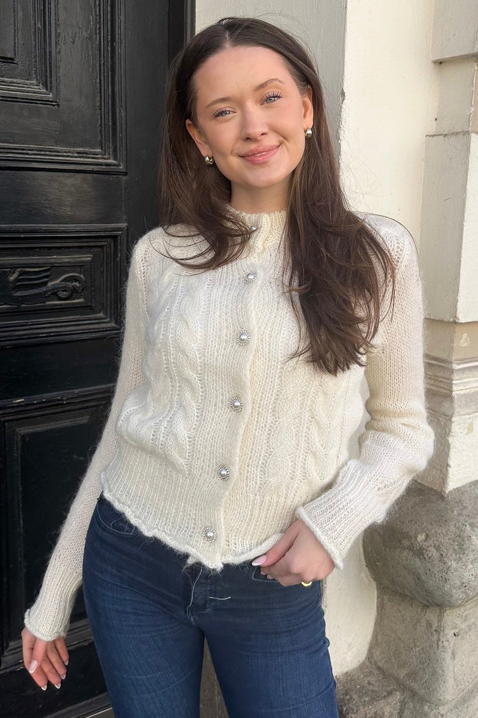 Liva Ls Knit Cardigan Star White | Genser | Smuk - Dameklær på nett