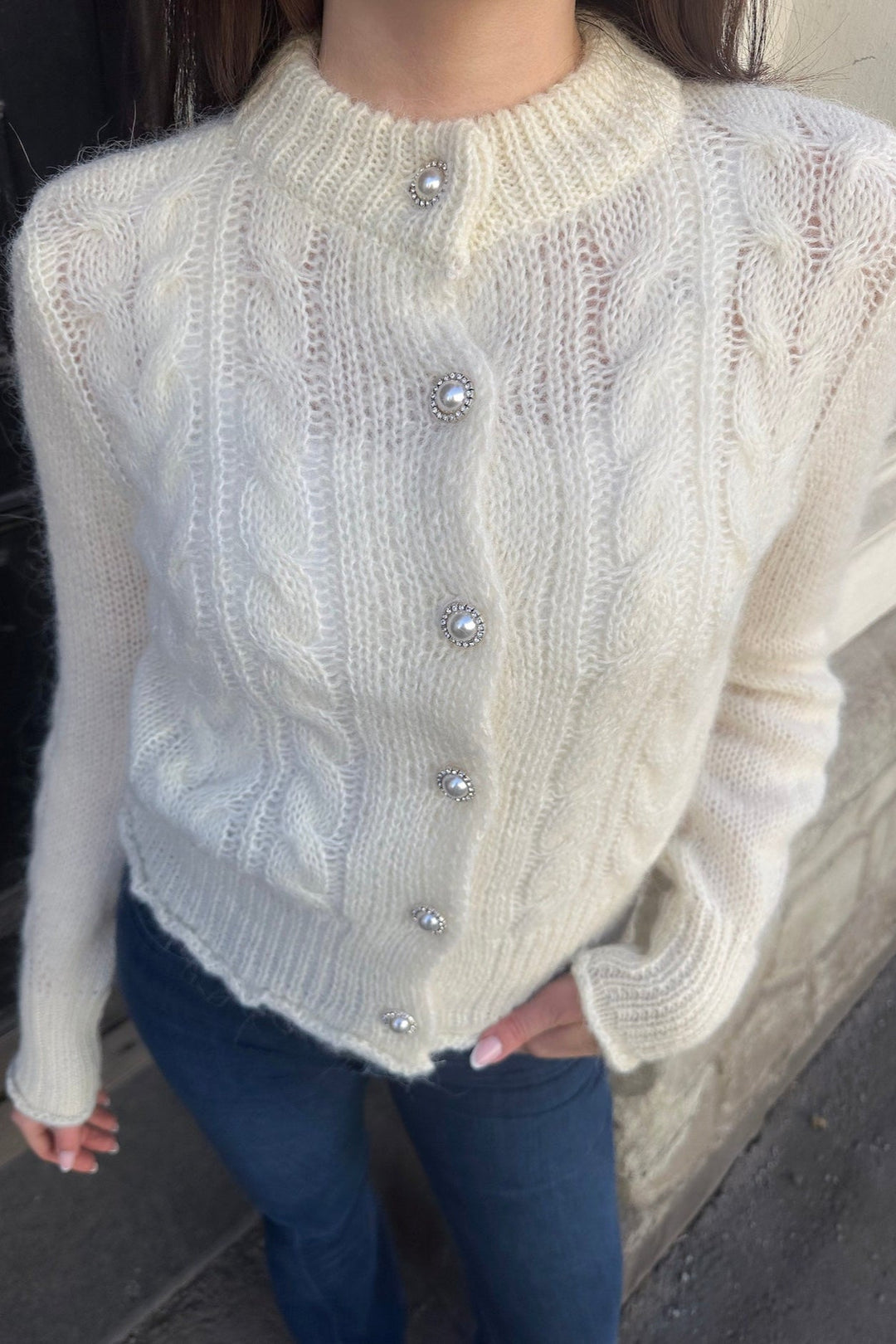 Liva Ls Knit Cardigan Star White | Genser | Smuk - Dameklær på nett