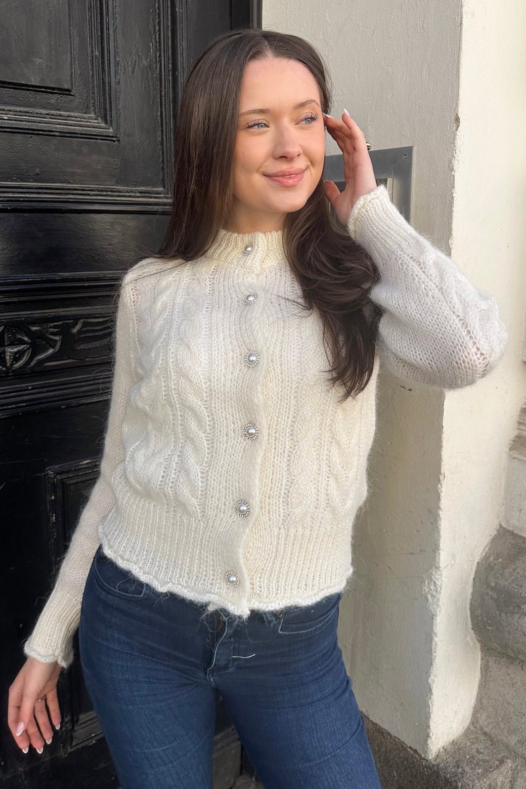 Liva Ls Knit Cardigan Star White | Genser | Smuk - Dameklær på nett