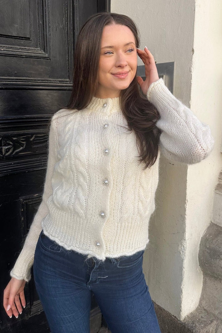 Liva Ls Knit Cardigan Star White | Genser | Smuk - Dameklær på nett