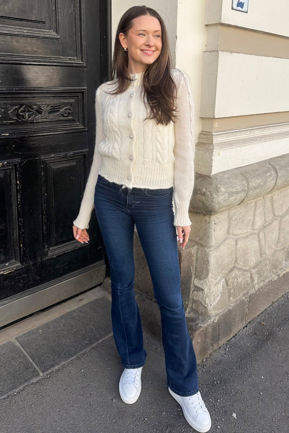 Liva Ls Knit Cardigan Star White | Genser | Smuk - Dameklær på nett