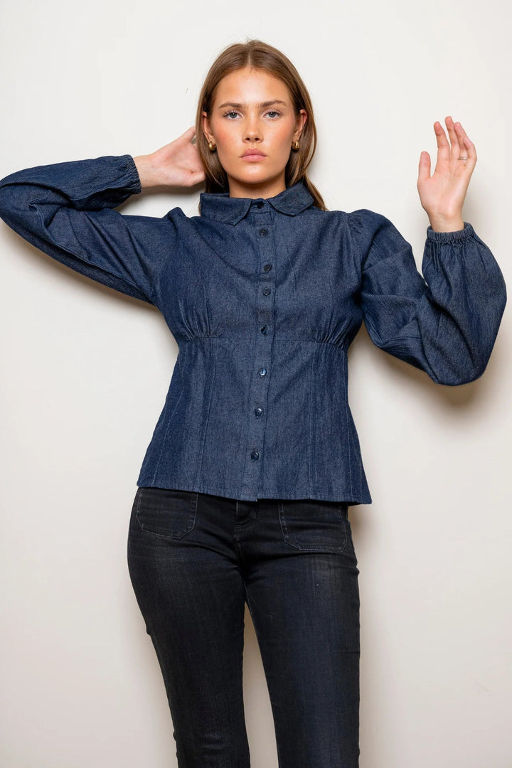 Live Blouse Dark Denim | Skjorter og bluser | Smuk - Dameklær på nett