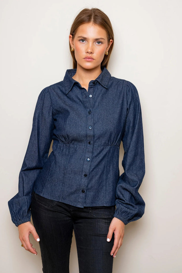 Live Blouse Dark Denim | Skjorter og bluser | Smuk - Dameklær på nett