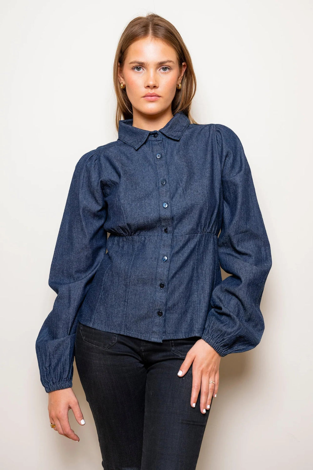 Live Blouse Dark Denim | Skjorter og bluser | Smuk - Dameklær på nett