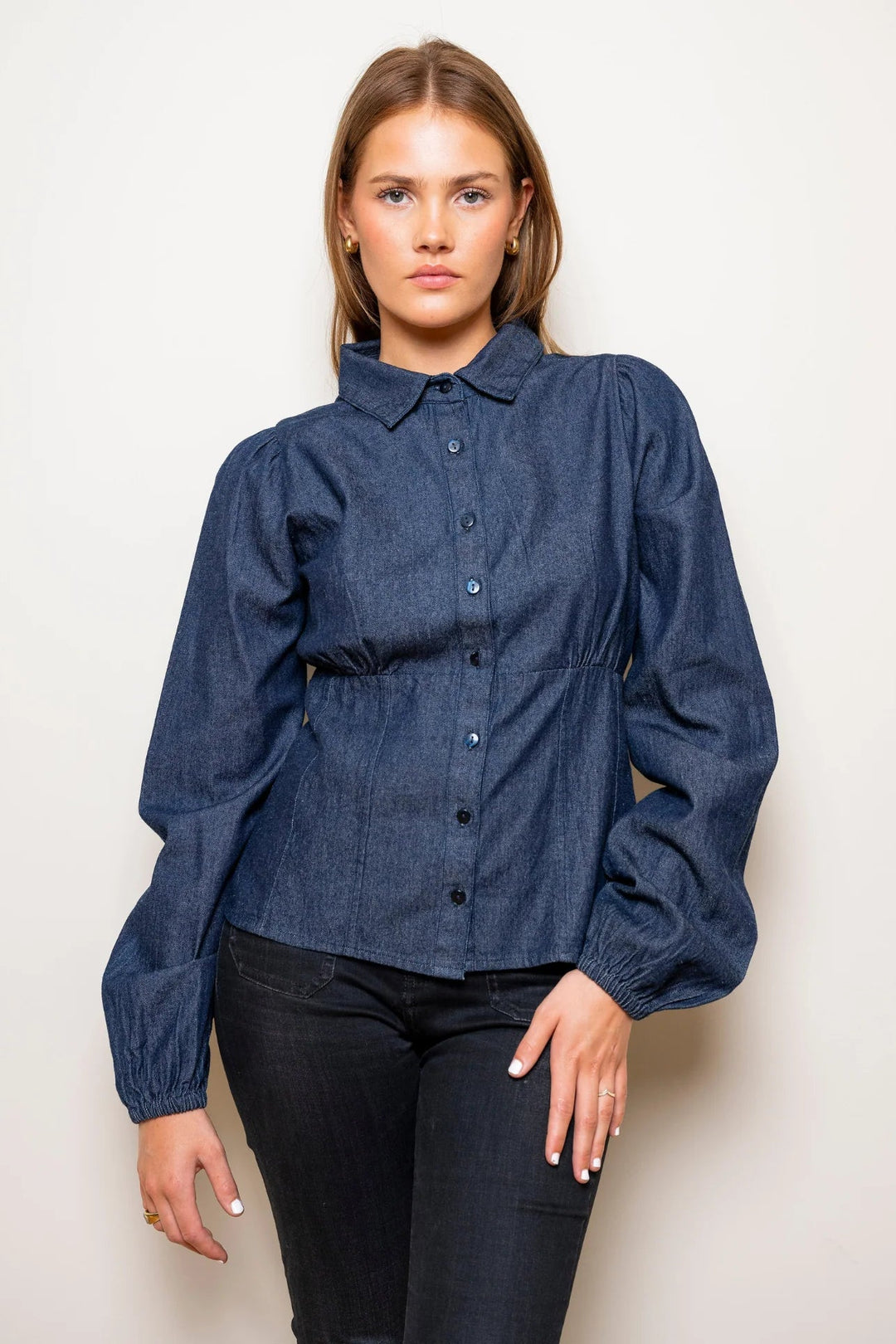 Live Blouse Dark Denim | Skjorter og bluser | Smuk - Dameklær på nett