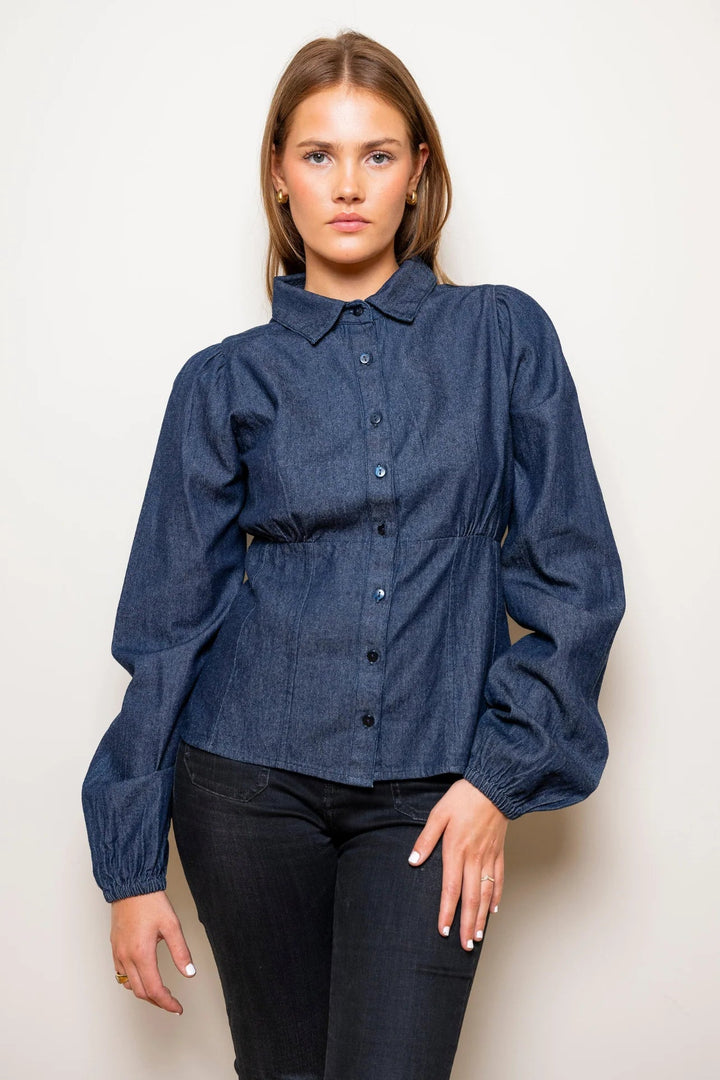 Live Blouse Dark Denim | Skjorter og bluser | Smuk - Dameklær på nett
