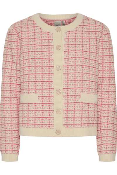 Livia Ls Short Knit Cardigan Birch Raspberry Sorbet/Pirouette | Genser | Smuk