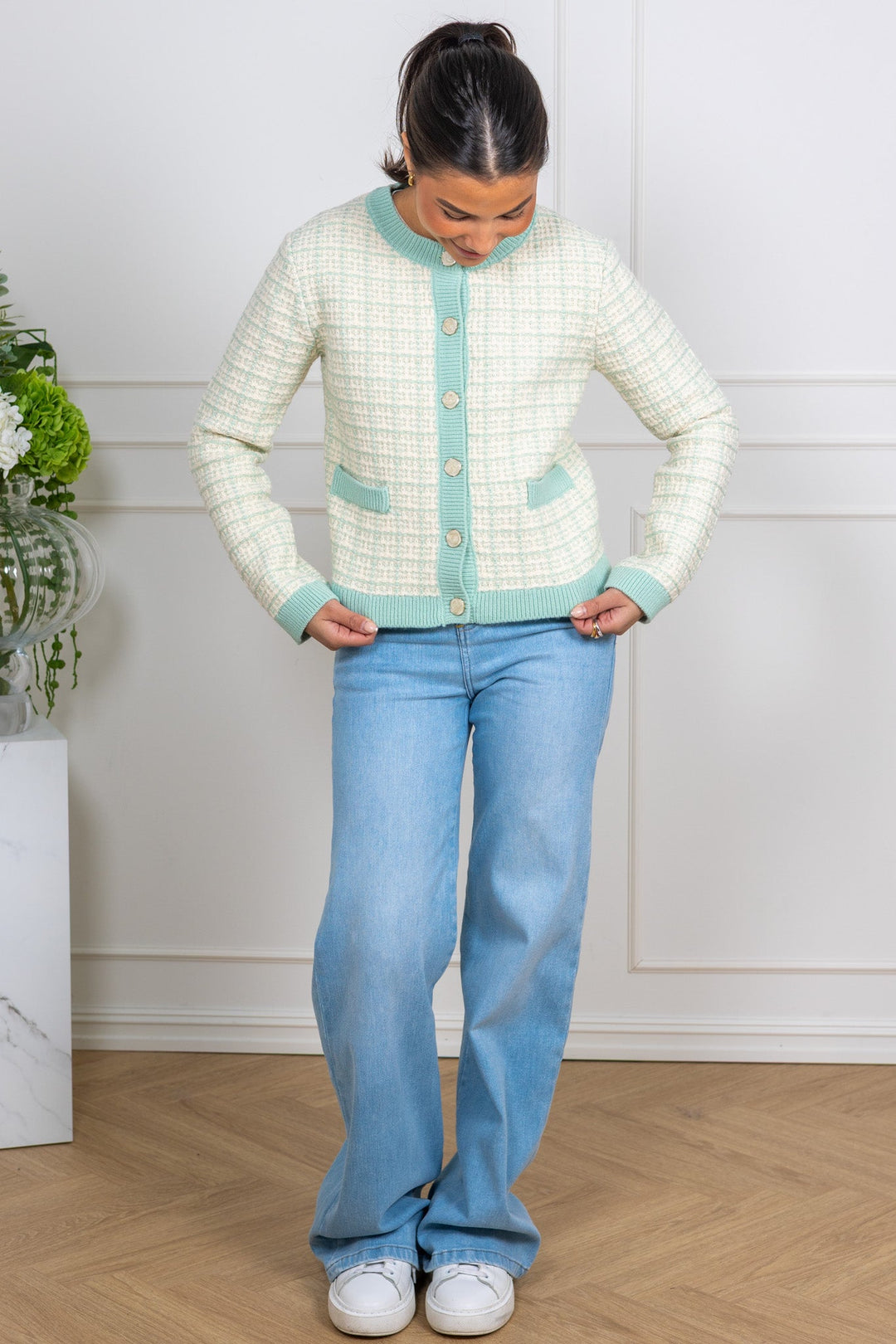 Livia Ls Short Knit Cardigan Lichen Birch | Genser | Smuk