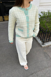 Livia Ls Short Knit Cardigan Lichen Birch
