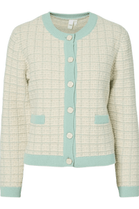 Livia Ls Short Knit Cardigan Lichen Birch