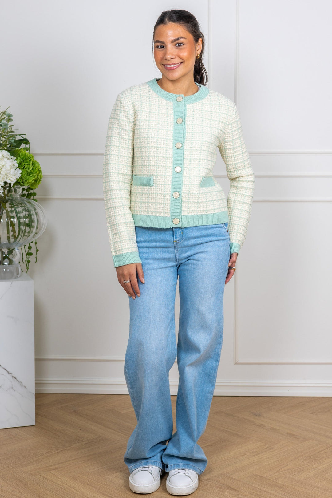 Livia Ls Short Knit Cardigan Lichen Birch | Genser | Smuk