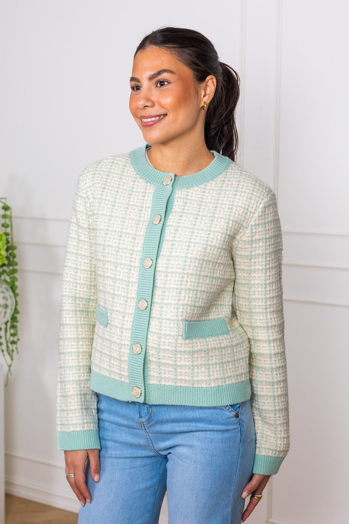 Livia Ls Short Knit Cardigan Lichen Birch | Genser | Smuk