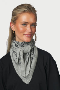 Lolana Paisley Knit Scarf Grey Melange