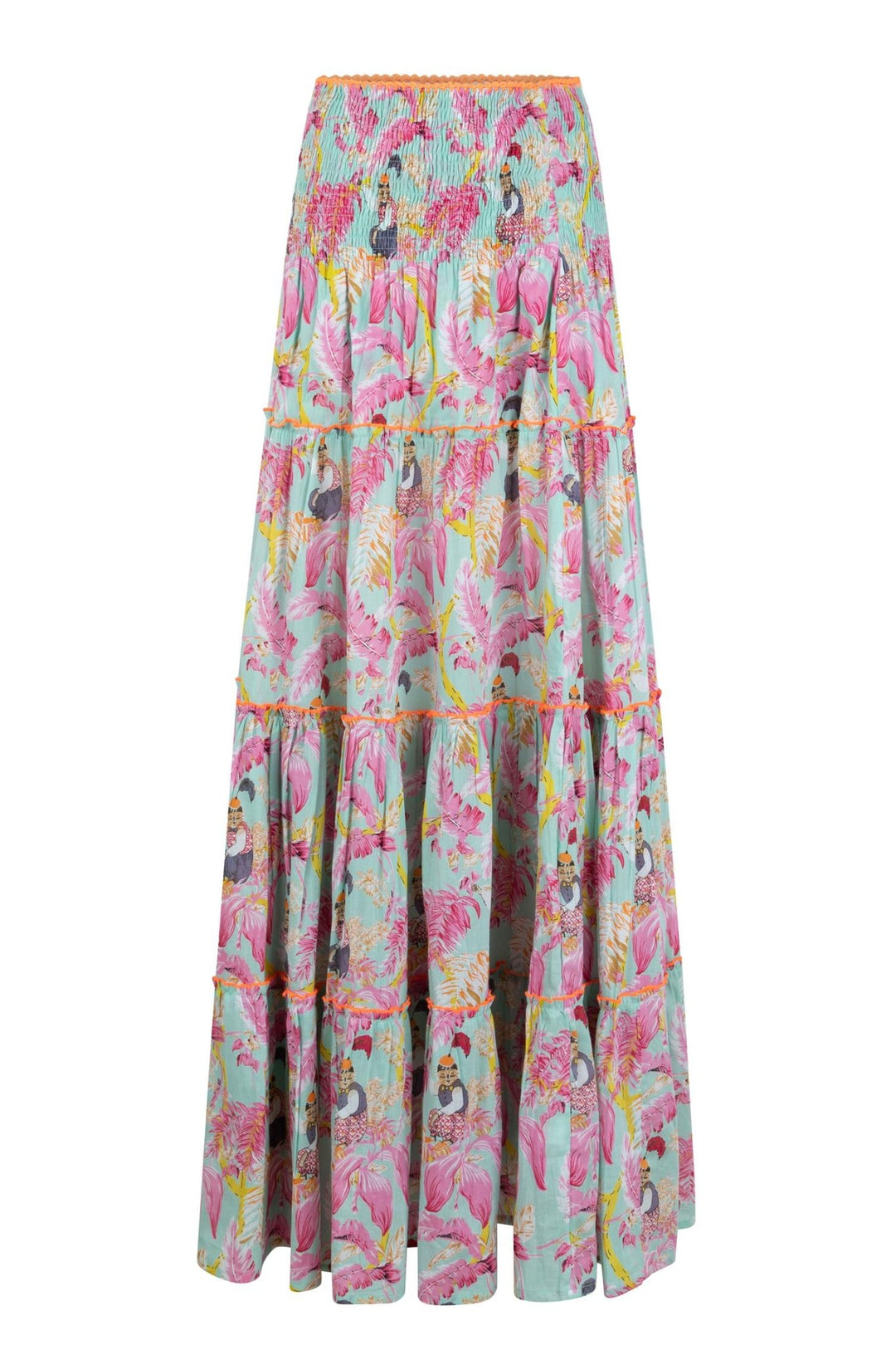 Long maxi Skirt Blue with pink Paisley | Skjørt | Smuk - Dameklær på nett