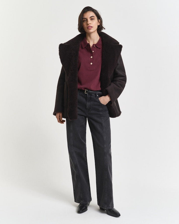 Long Sleeve Piqué Polo Shirt Plum Wine | Genser | Smuk - Dameklær på nett