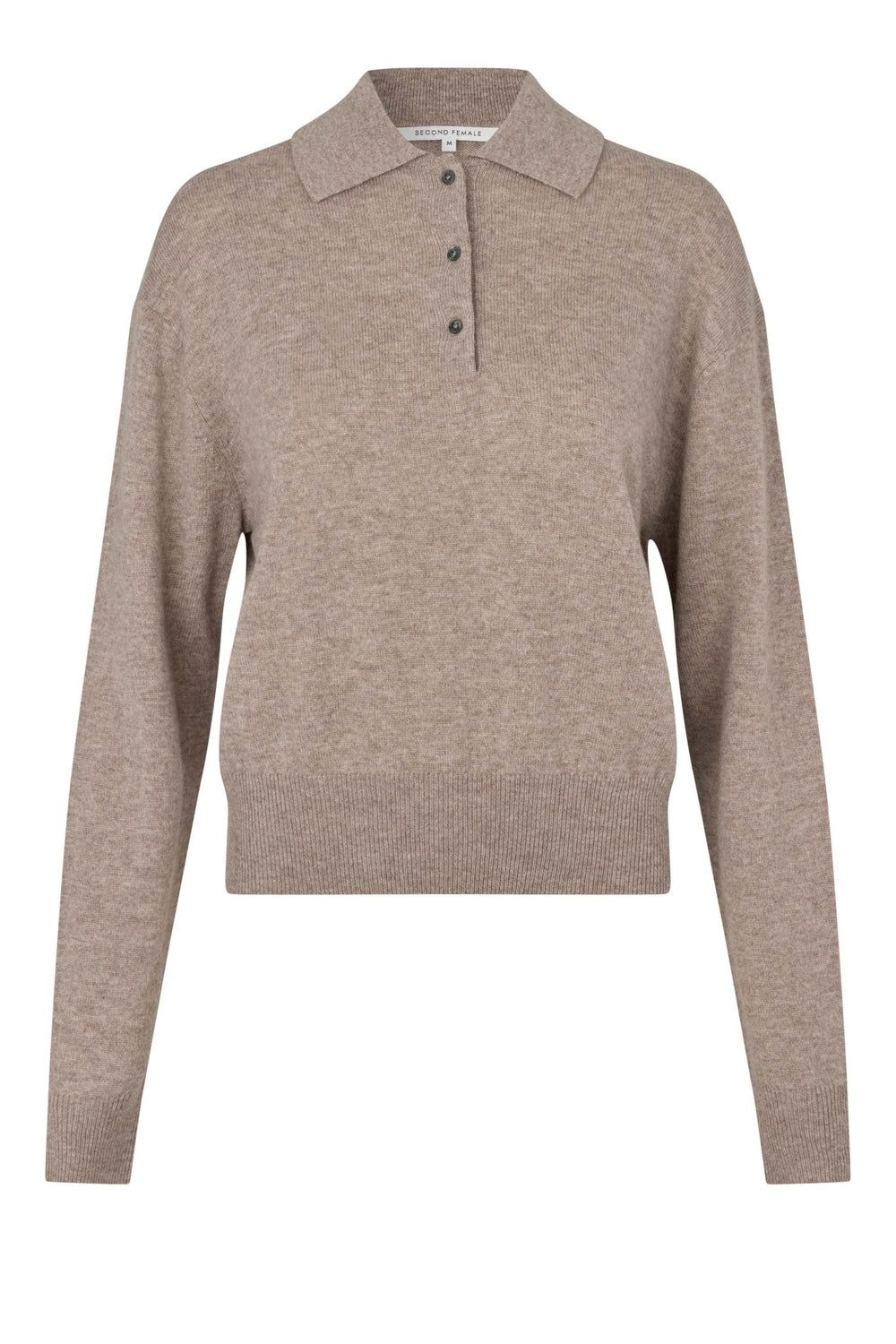 Longo Knit Ls Collar Mid Brown Melange | Genser | Smuk