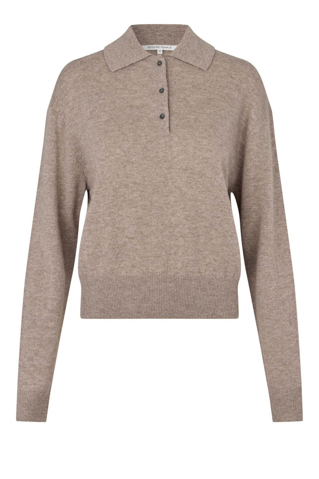 Longo Knit Ls Collar Mid Brown Melange | Genser | Smuk