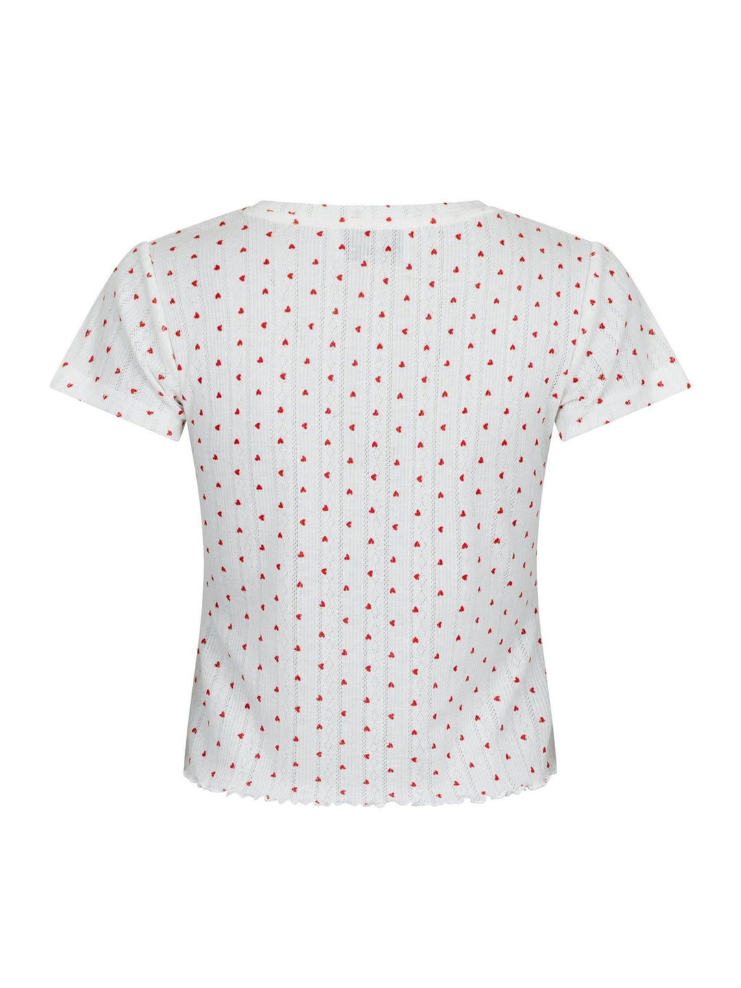 Lonnie Pointelle Heart Top White | Topper | Smuk - Dameklær på nett