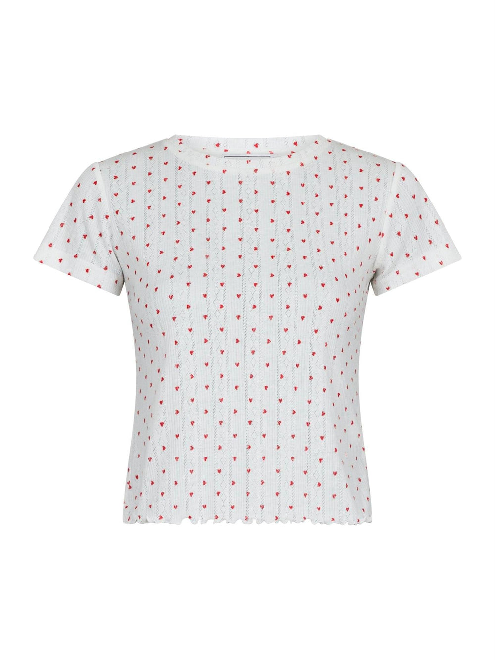 Lonnie Pointelle Heart Top White | Topper | Smuk - Dameklær på nett