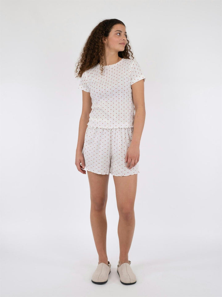 Lonnie Pointelle Heart Top White | Topper | Smuk - Dameklær på nett