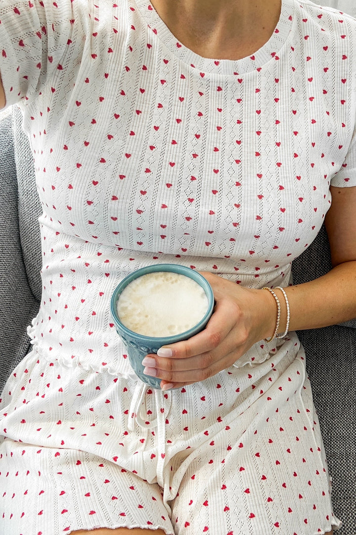 Lonnie Pointelle Heart Top White | Topper | Smuk - Dameklær på nett