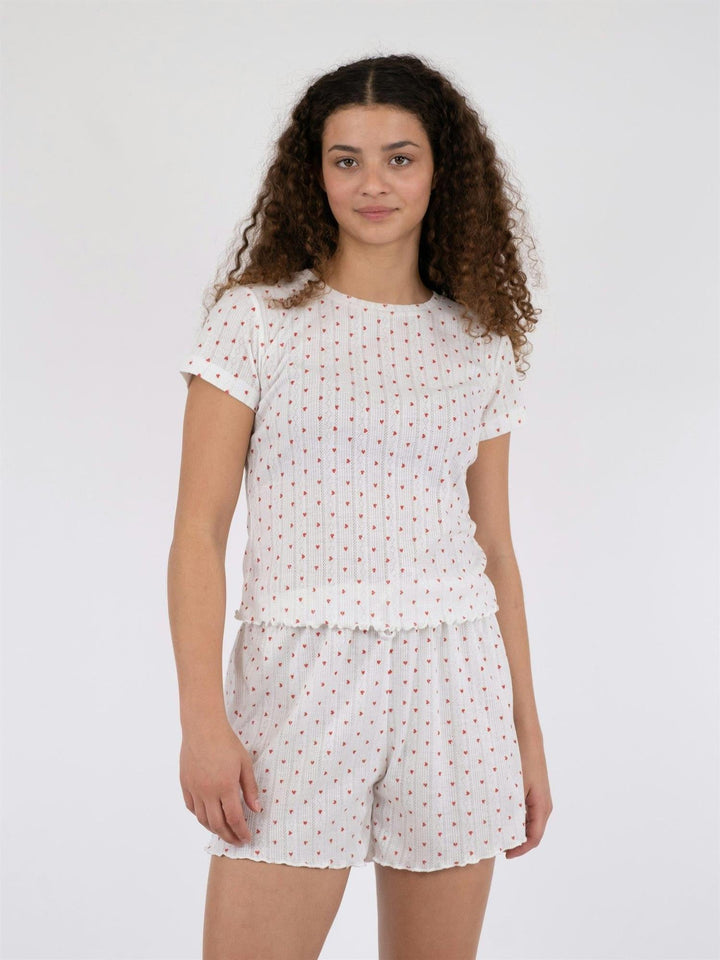 Lonnie Pointelle Heart Top White | Topper | Smuk - Dameklær på nett