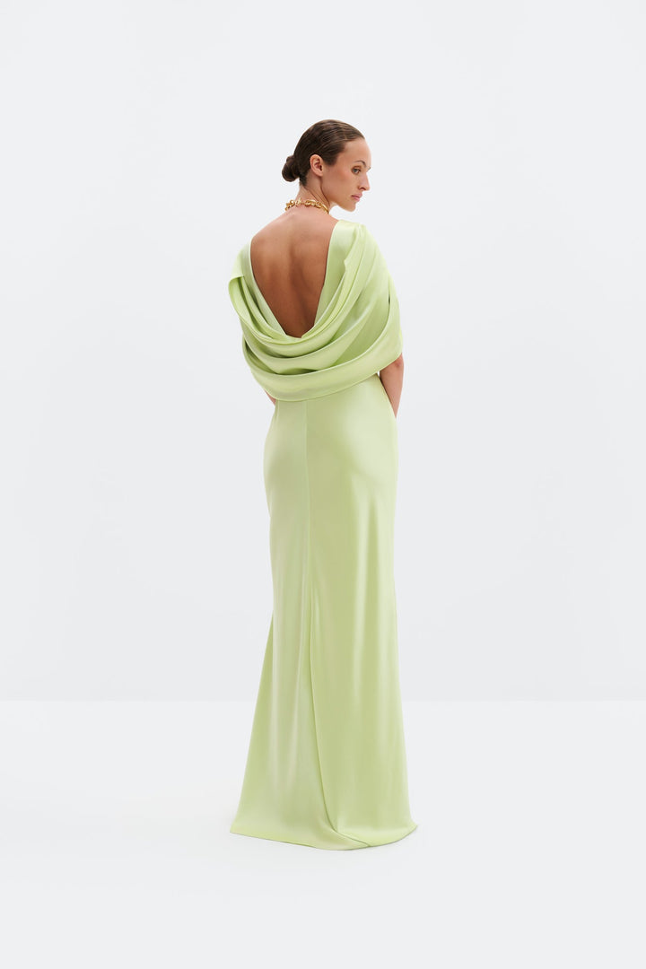 Louise Draped Back Maxi Dress Pistachio | Kjoler | Smuk