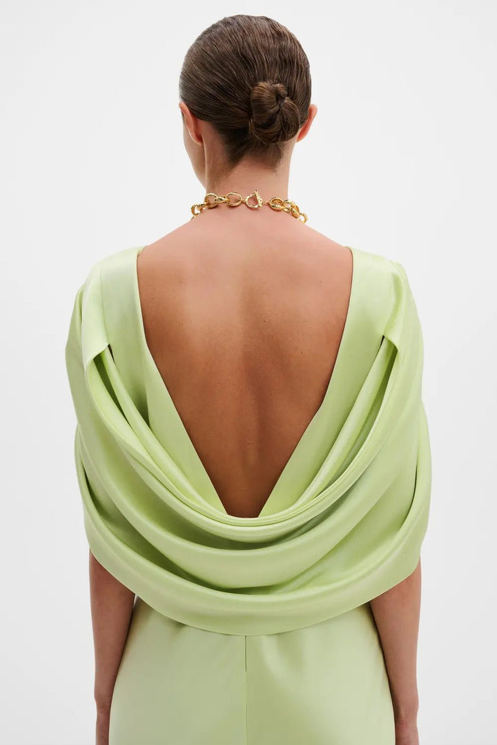 Louise Draped Back Maxi Dress Pistachio | Kjoler | Smuk