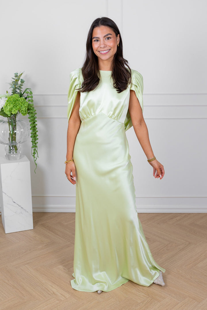 Louise Draped Back Maxi Dress Pistachio | Kjoler | Smuk