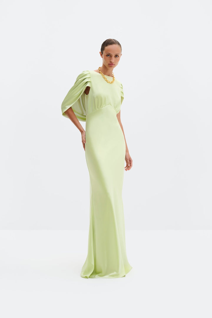 Louise Draped Back Maxi Dress Pistachio | Kjoler | Smuk