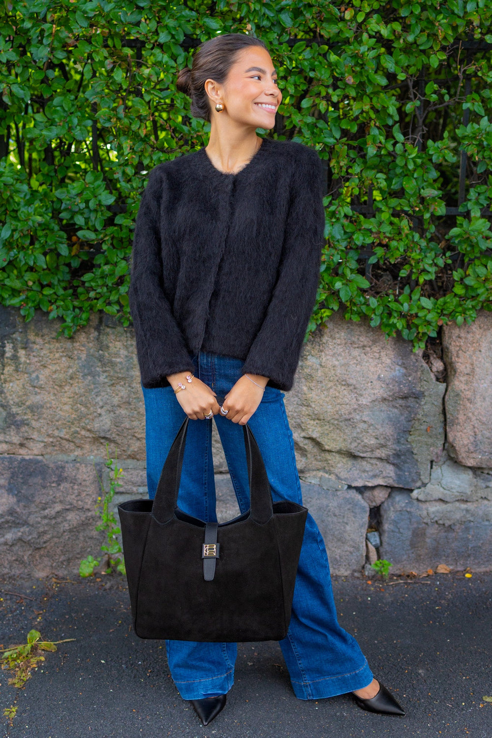 Lucille Tote Bag Large Black Suede | Vesker | Smuk