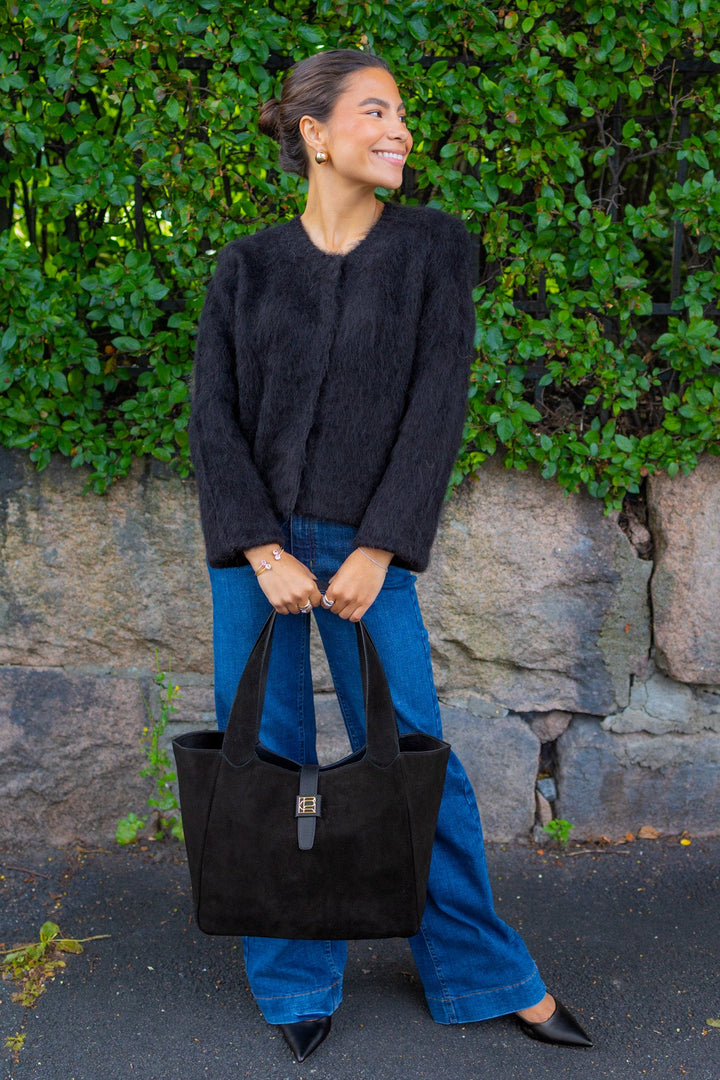 Lucille Tote Bag Large Black Suede | Vesker | Smuk