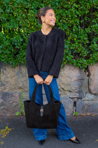 Lucille Tote Bag Large Black Suede
