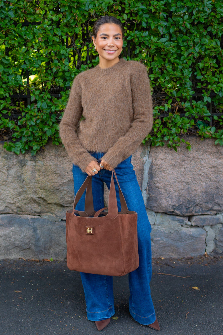 Lucille Tote Bag Large Cognac Suede | Vesker | Smuk