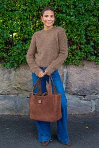Lucille Tote Bag Large Cognac Suede
