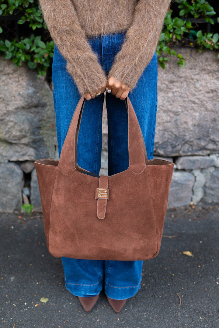 Lucille Tote Bag Large Cognac Suede | Vesker | Smuk