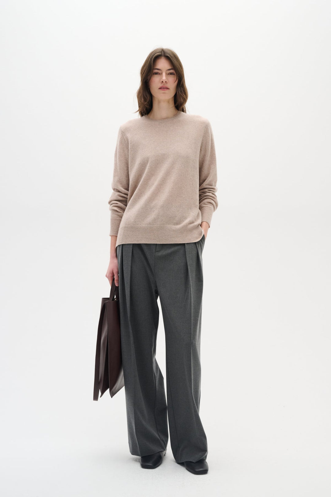 Lukkaiw Crew - Neck Pullover Beige Melange | Genser | Smuk - Dameklær på nett