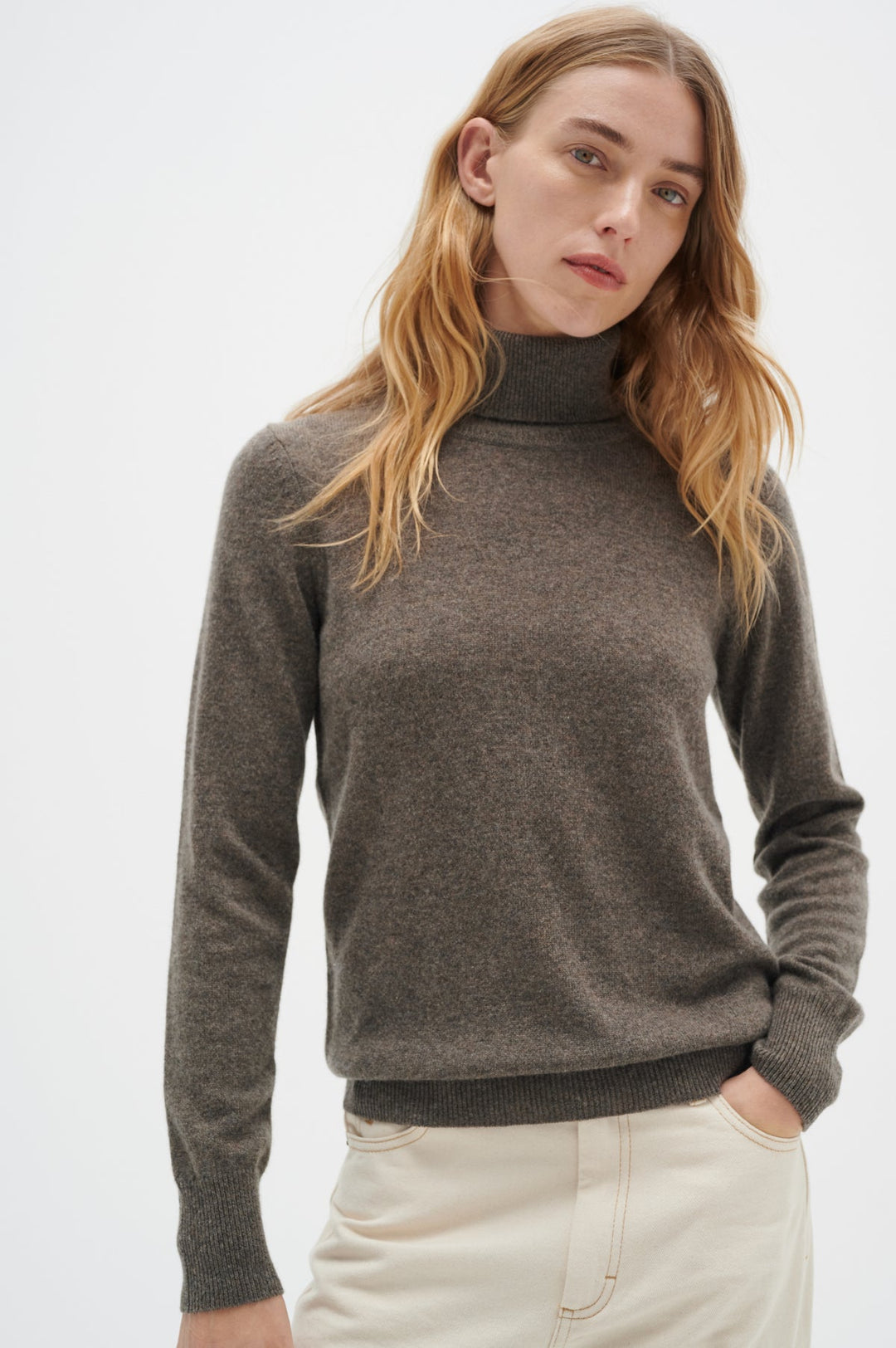 Lukkaiw Rollneck Pullover Brown Melange | Genser | Smuk - Dameklær på nett