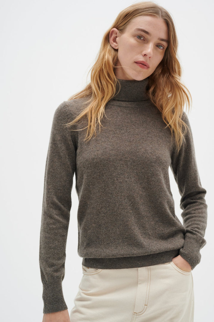 Lukkaiw Rollneck Pullover Brown Melange | Genser | Smuk - Dameklær på nett