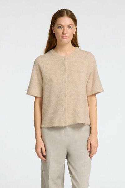 Lulu 2/4 Knit Cardigan Birch Melange | Genser | Smuk - Dameklær på nett