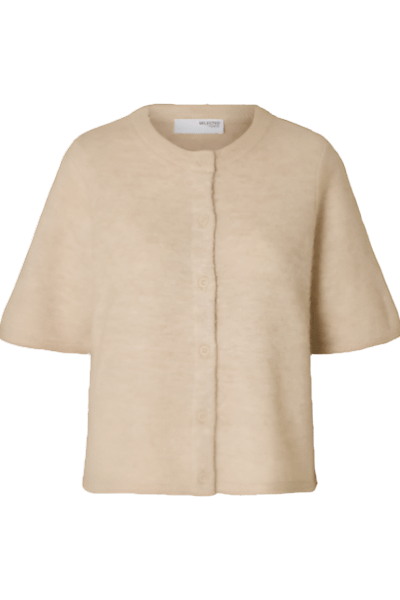 Lulu 2/4 Knit Cardigan Birch Melange | Genser | Smuk - Dameklær på nett