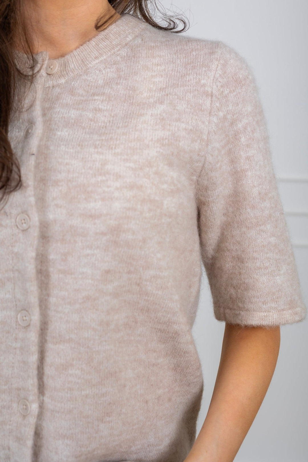 Lulu 2/4 Knit Cardigan Birch Melange | Genser | Smuk - Dameklær på nett