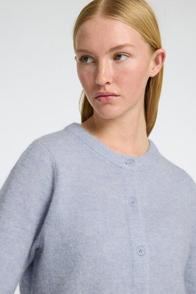 Lulu 2/4 Knit Cardigan Cashmere Blue Melange | Genser | Smuk - Dameklær på nett