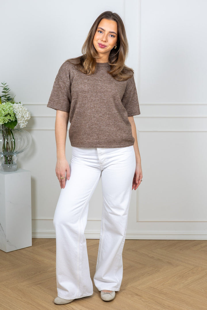 Lulu 2/4 Knit O - Neck Chocolate Chip Melange | Genser | Smuk