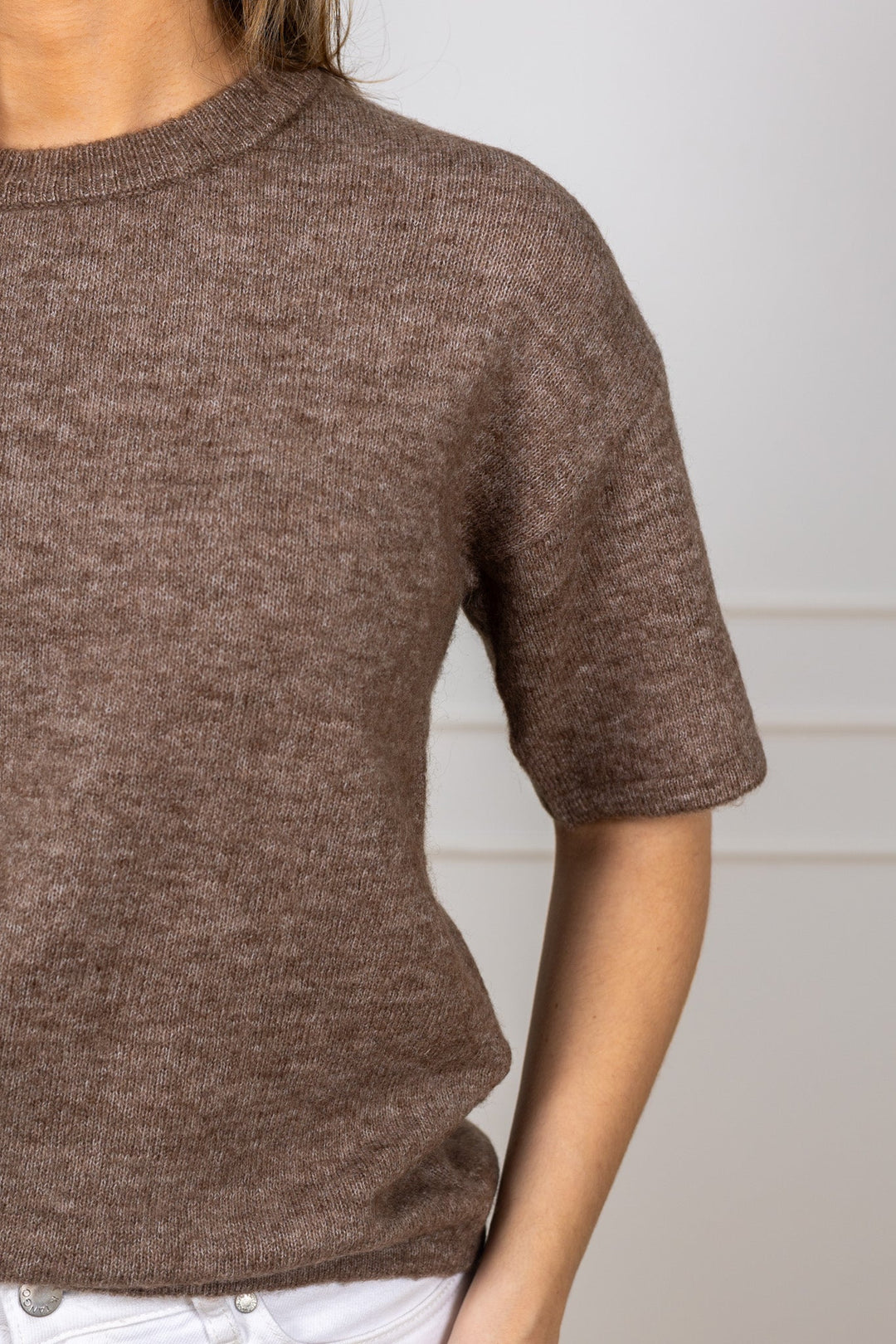 Lulu 2/4 Knit O - Neck Chocolate Chip Melange | Genser | Smuk